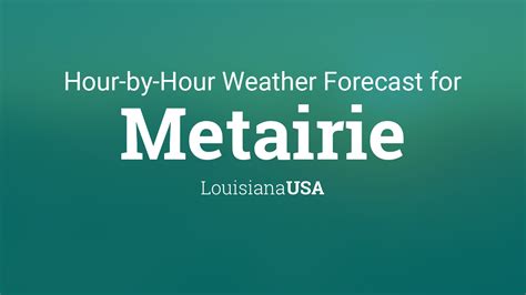 Metairie weather hourly - Hourly Weather for Metairie - United States (Louisiana) ☼ Longitude : -90.15 Latitude : 29.99 Altitude : 4m ☀ Avec une superficie de 9,4 millions km carrés et 302 millions d'américains les Etats-Unis sont le 4ème pays le plus vaste du monde et le 3ème pays
